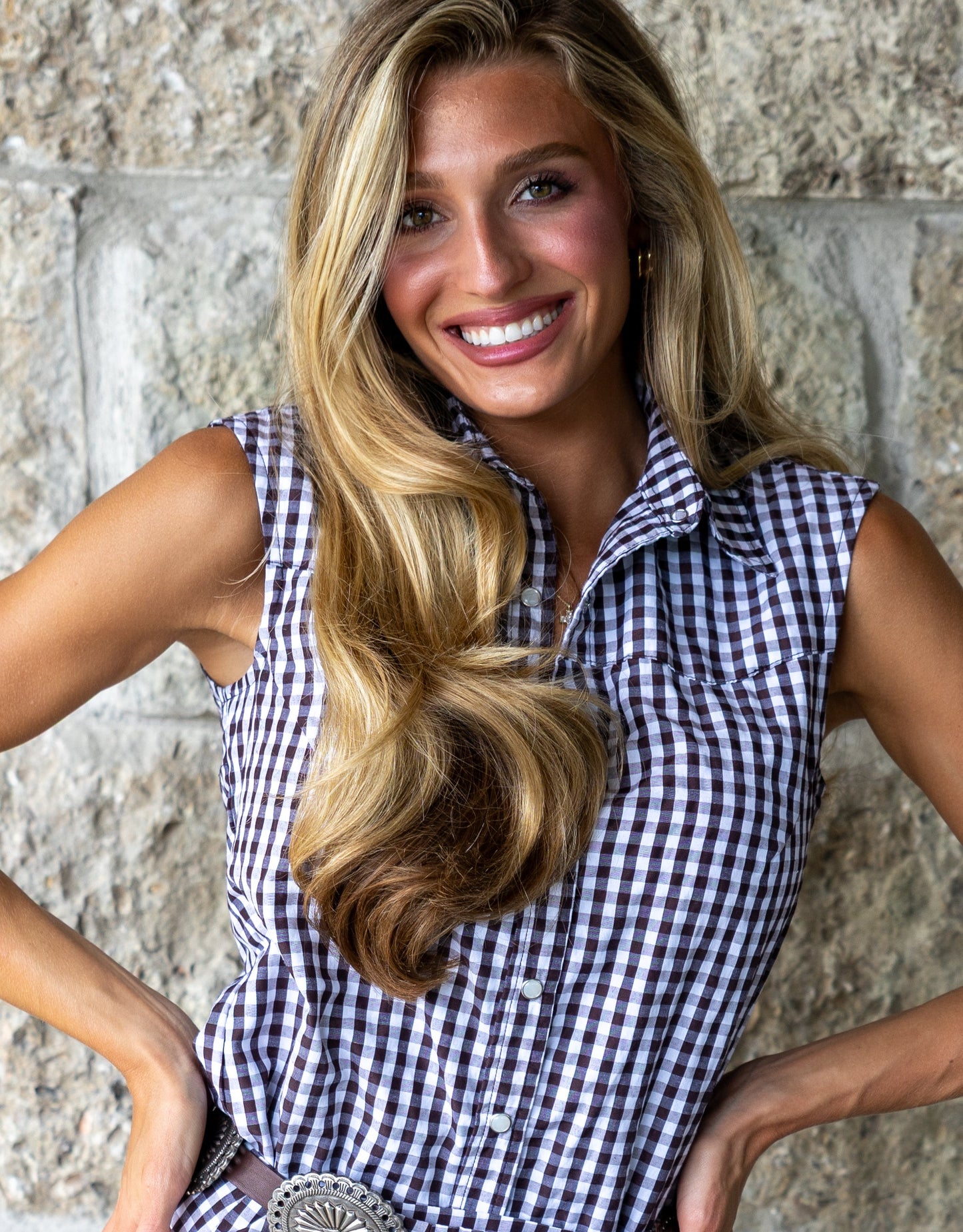 Gingham Cap Sleeve